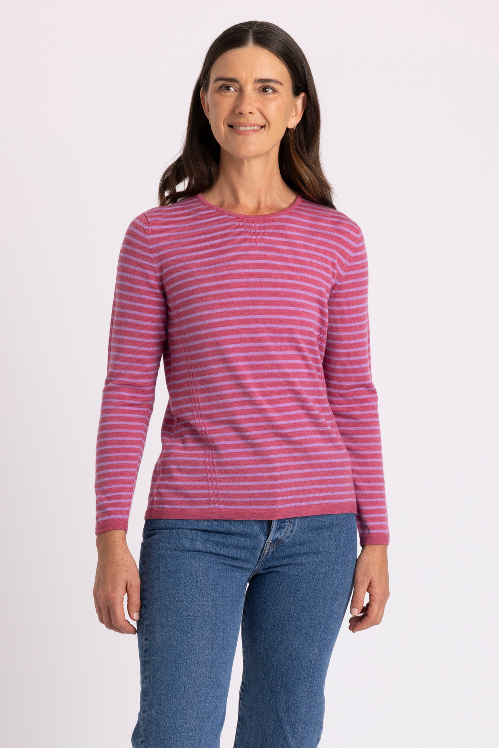 Tuck Stitch Merino Wool Stripe Jumper