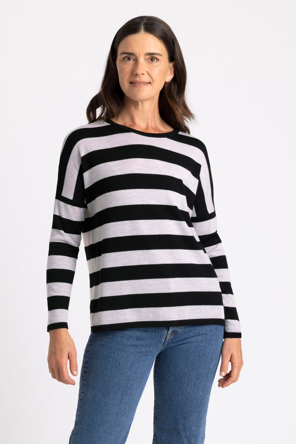 Striped Drop Shoulder Merino Wool Jumper