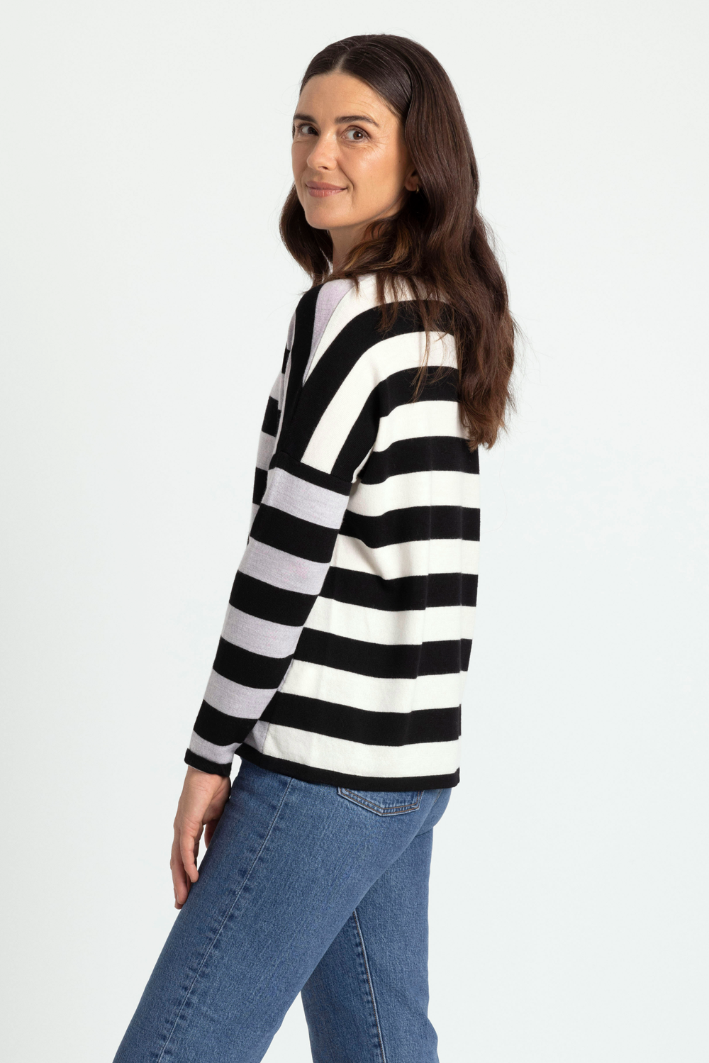 Striped Drop Shoulder Merino Wool Jumper