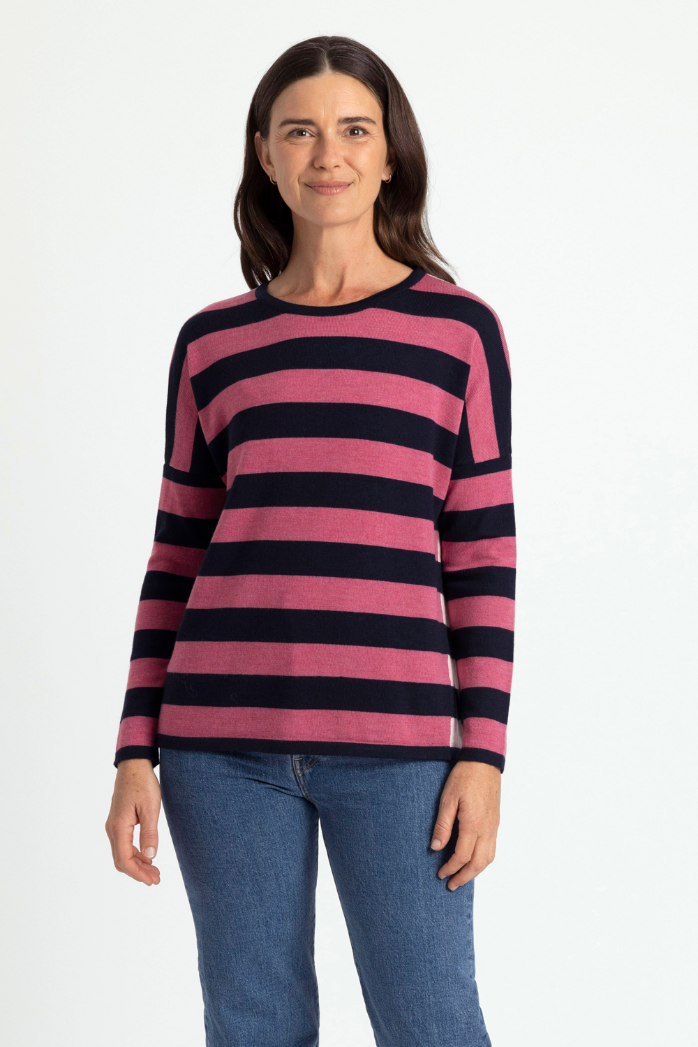 Striped Drop Shoulder Merino Wool Jumper