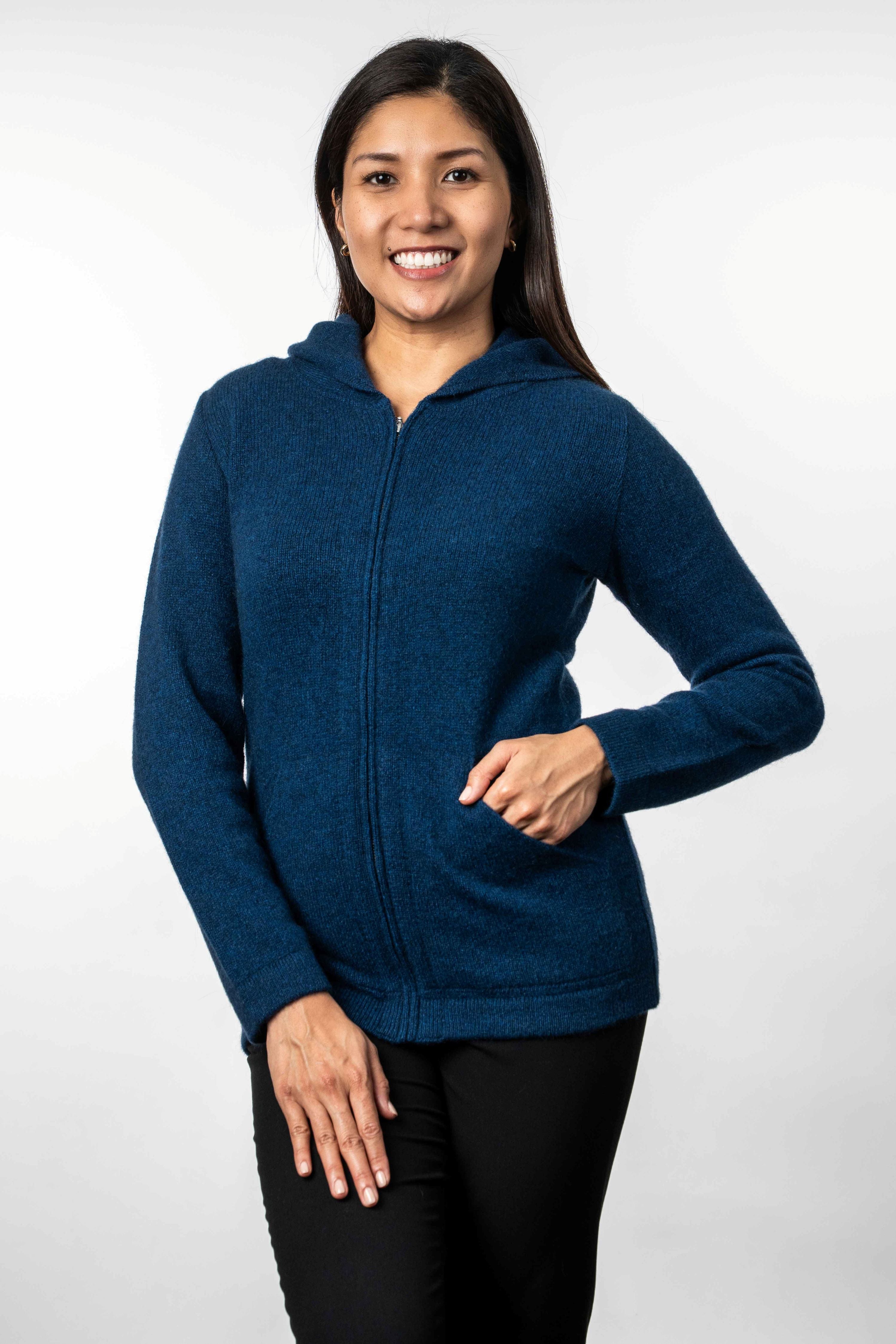 Hooded Possum Merino Zip Jacket
