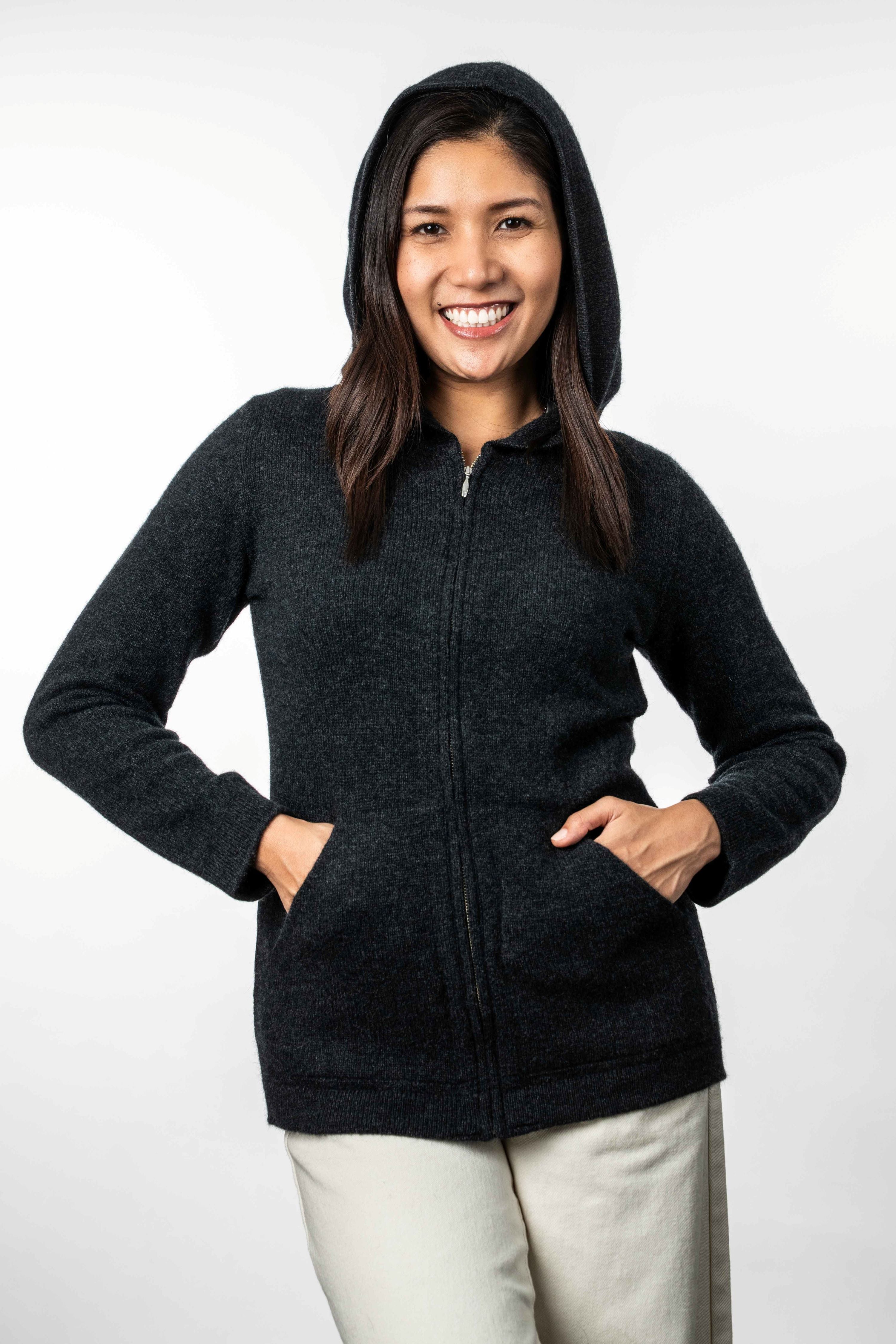 Hooded Possum Merino Zip Jacket