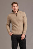 Cable Possum Merino Jersey With Contrast Trim