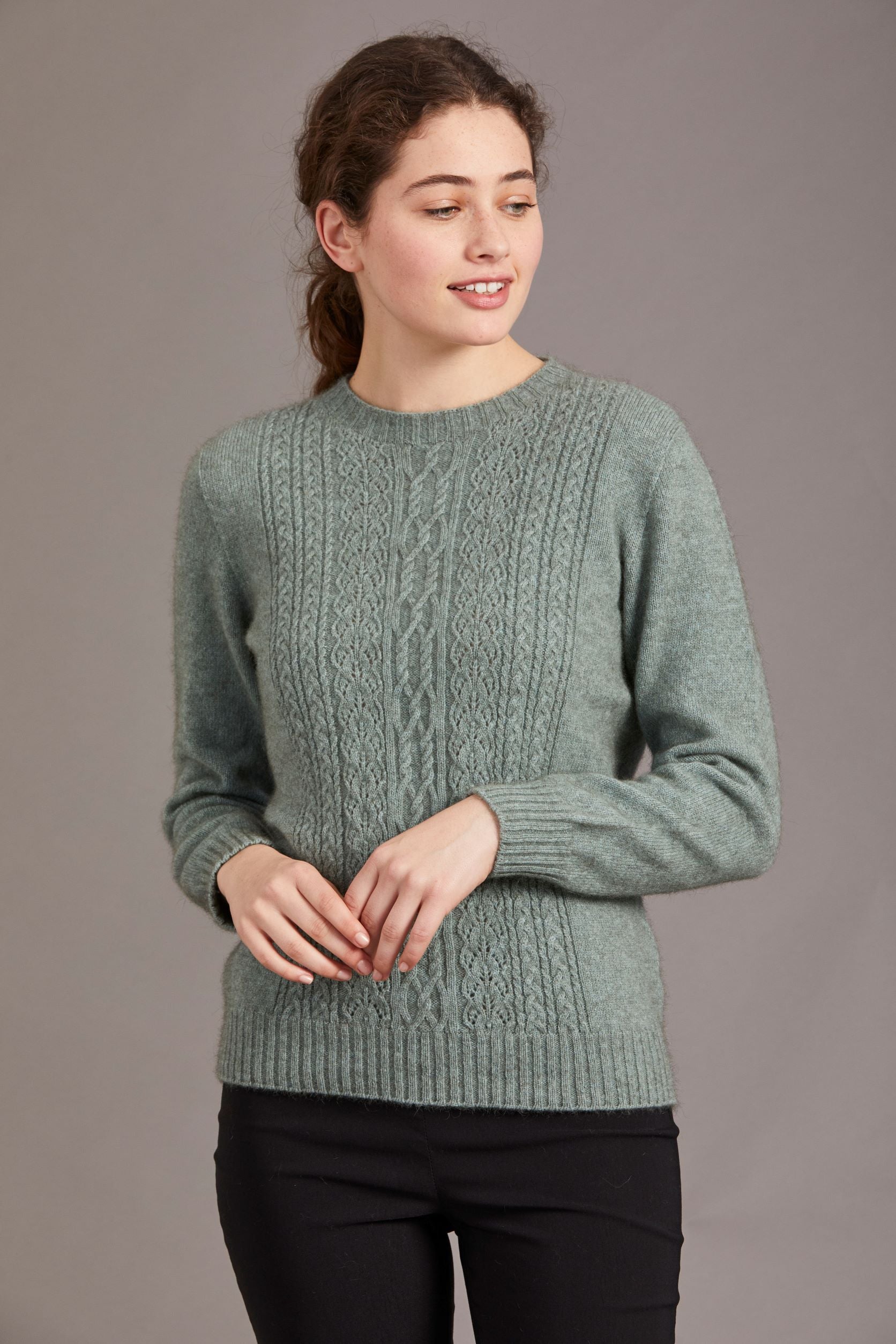 Lace Detail Possum Merino Crew Neck Jersey