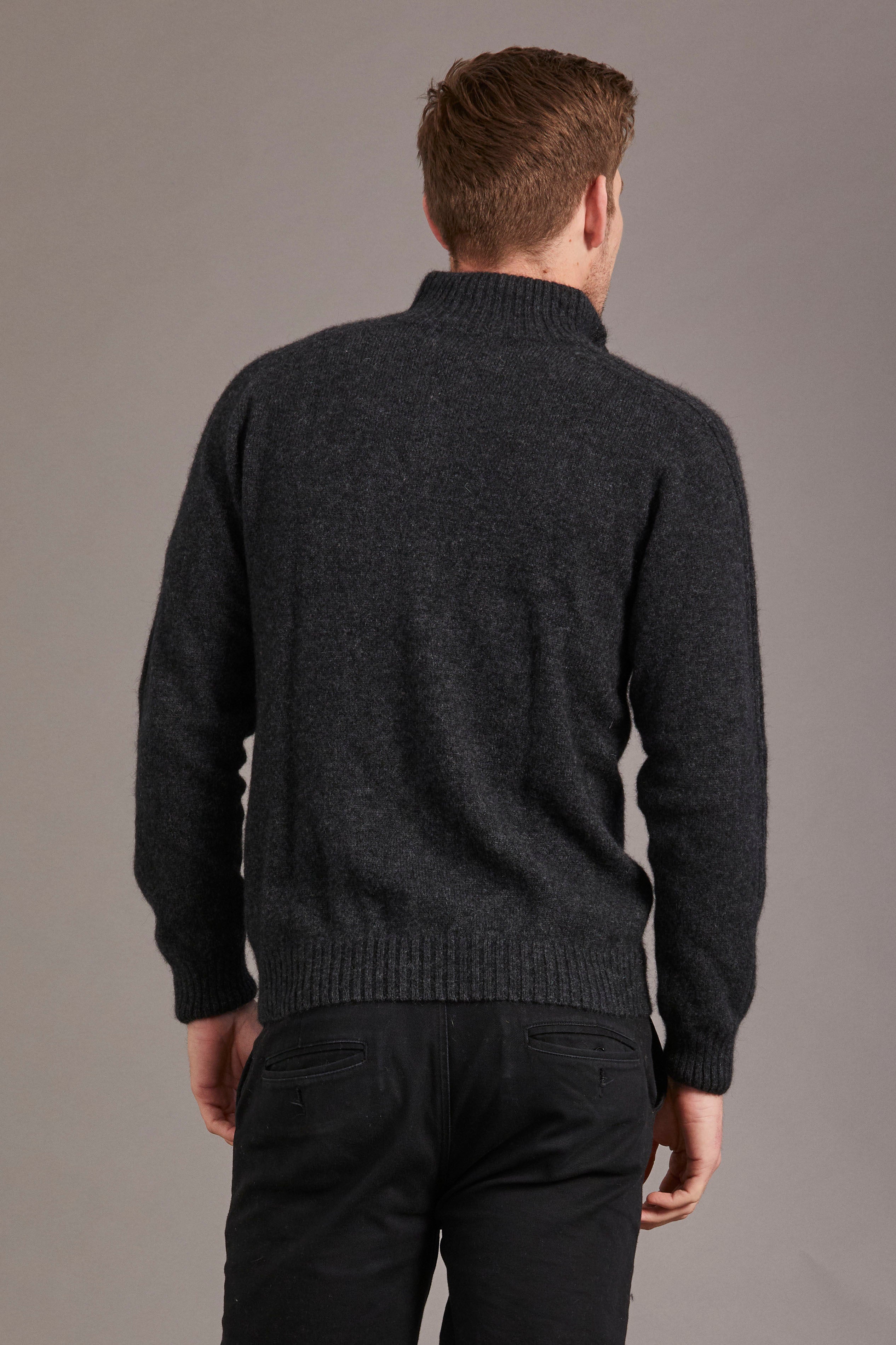 Short Zip Possum Merino Rib Sweater