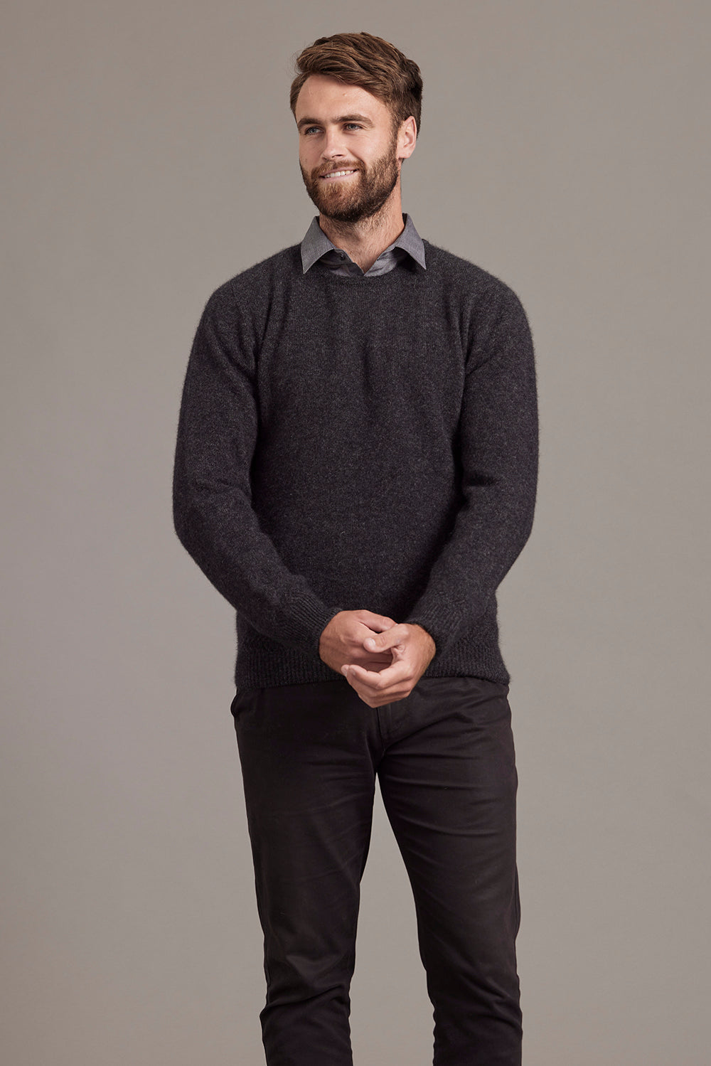 Rack Stitch Crew Neck Possum Merino Jersey