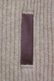 Leather Trim Possum Merino Rib Zip Jacket