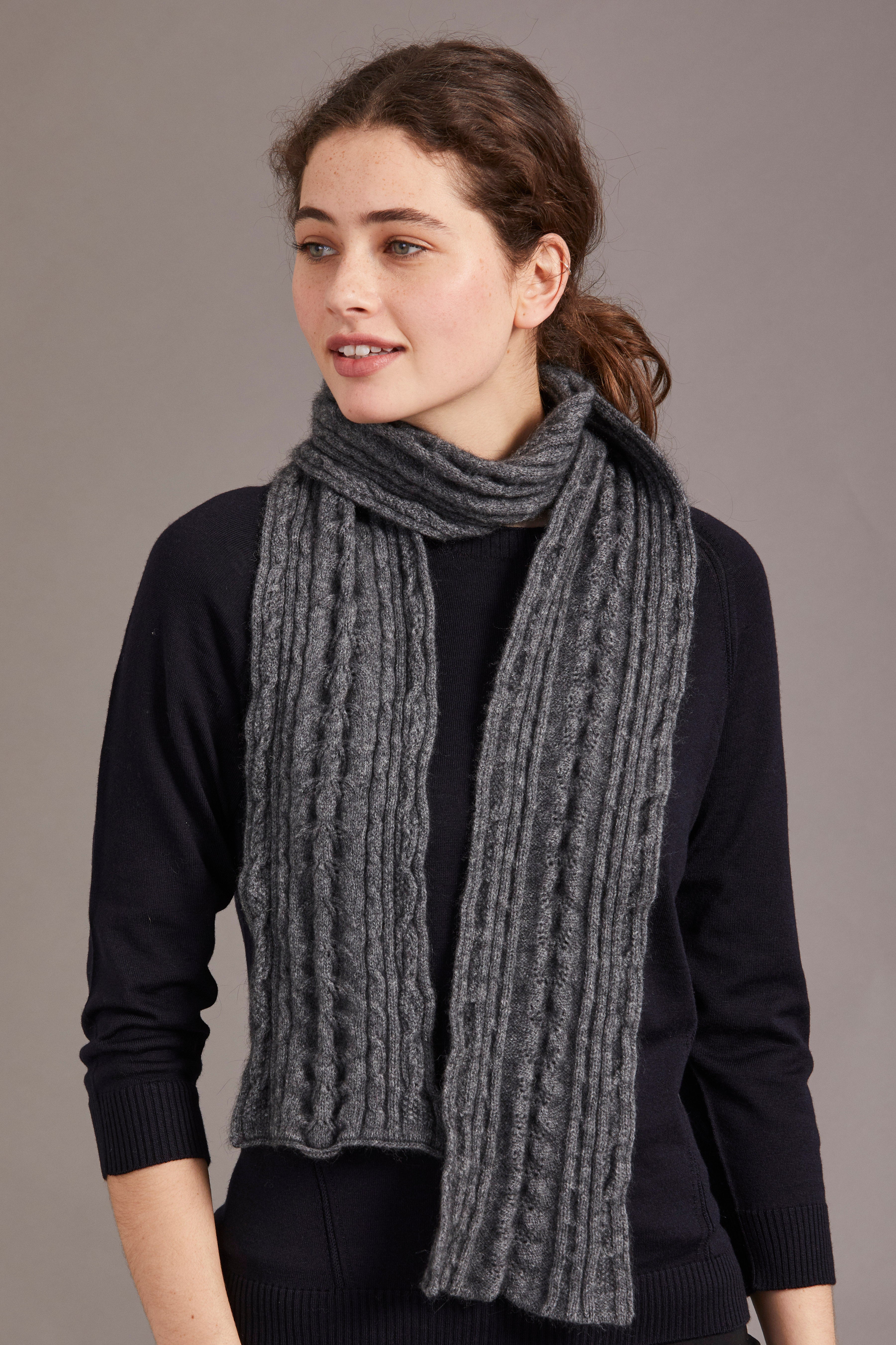 Cable Possum Merino Scarf