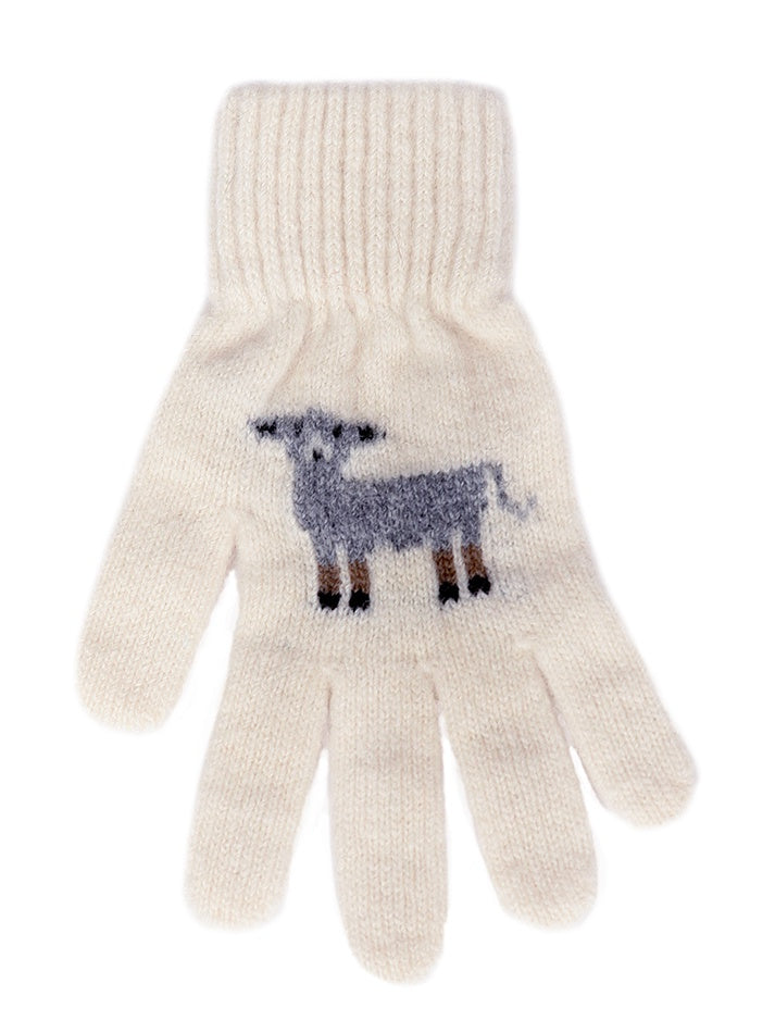 Sheep Motif Merino Wool Gloves