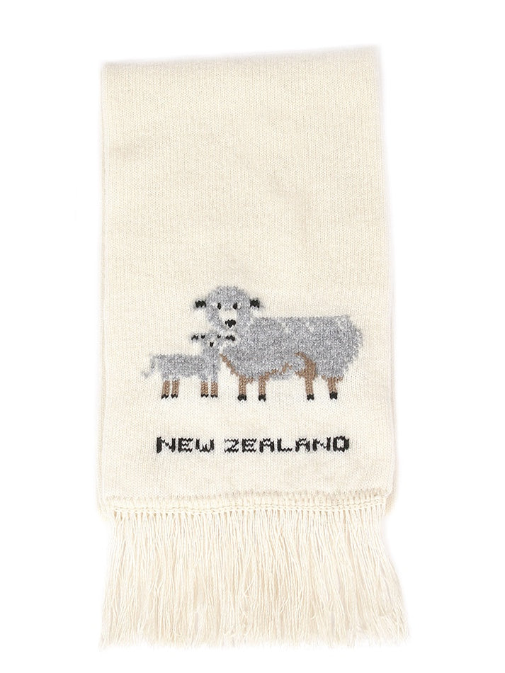 Sheep Design Merino Wool Scarf