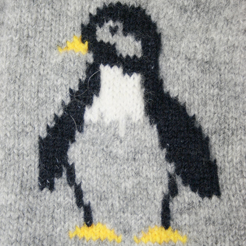Penguin Motif Merino Wool Gloves
