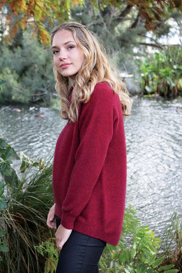 Curved Hem Possum Merino Cowl Neck Jumper