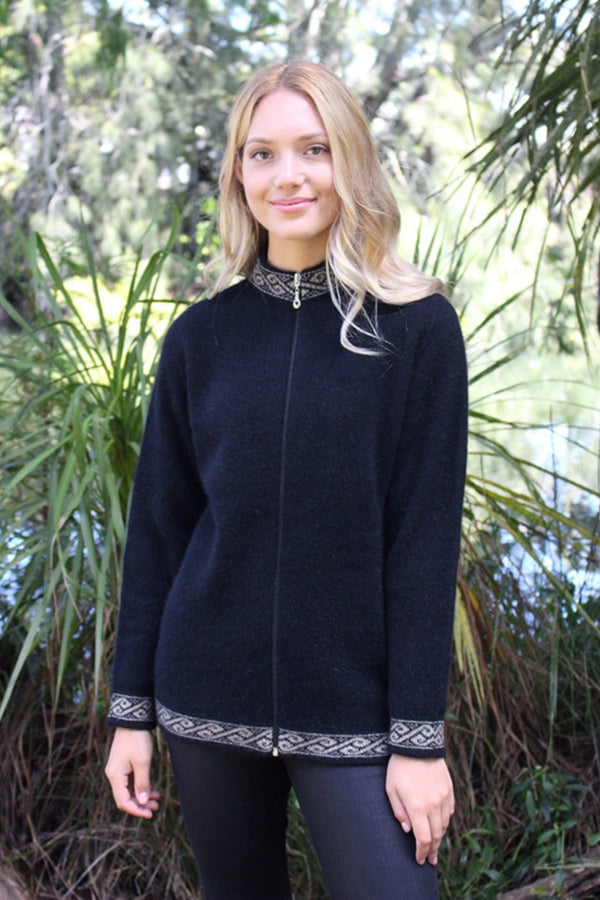 Motif Possum Merino Zip Cardigan