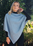 Asymmetrical Alpaca Wool Poncho-Mist