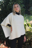 Asymmetrical Alpaca Wool Poncho-Natural