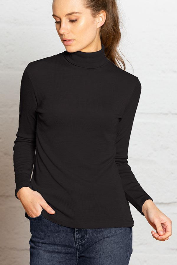 Polo Neck Merino Wool Top