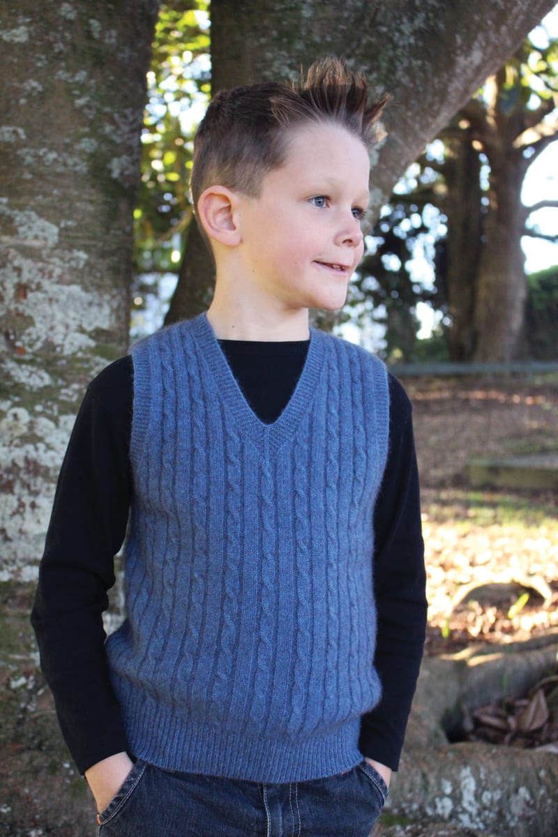 Boys Possum Merino Cable Vest