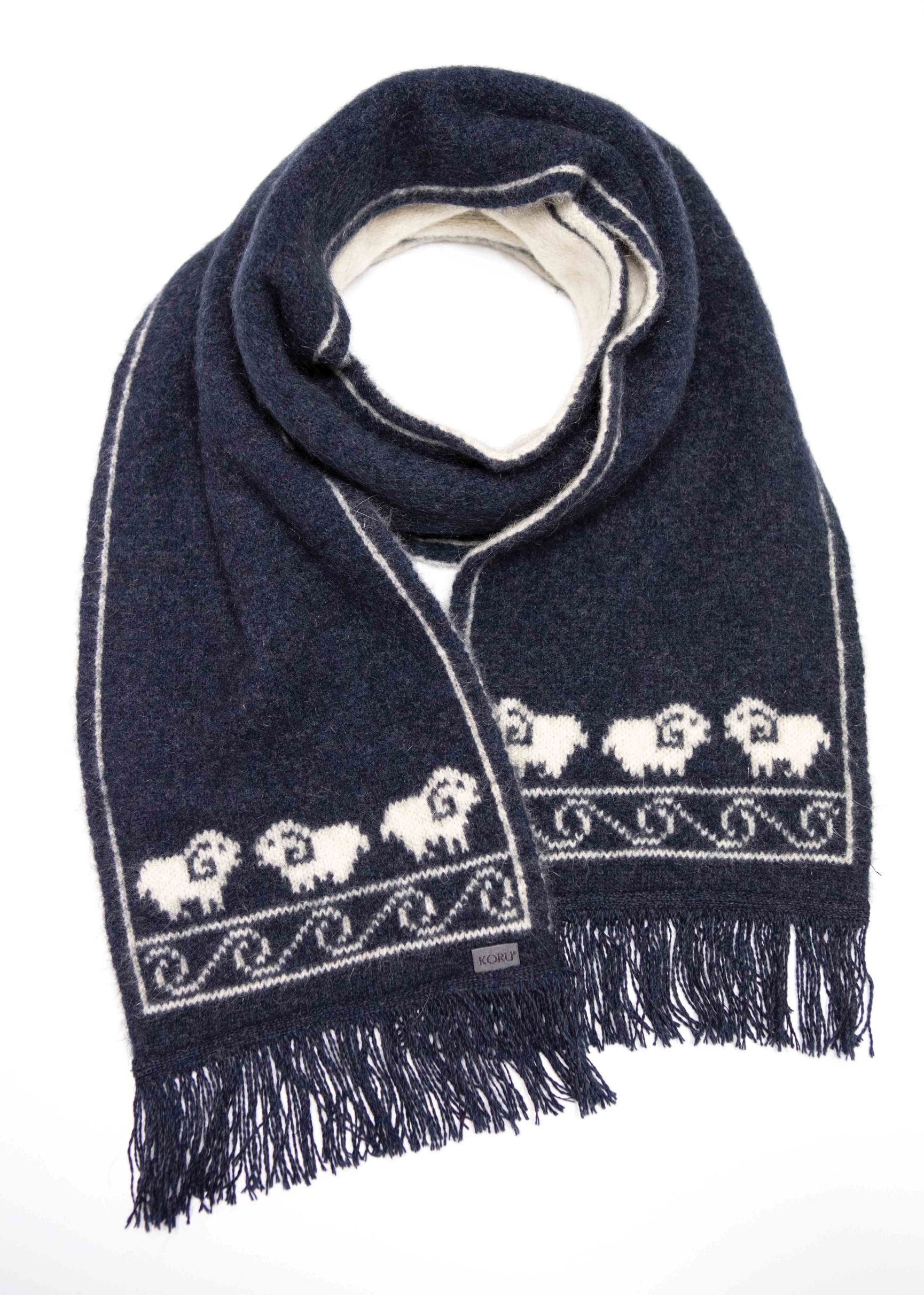 Sheep Motif Possum Merino Scarf