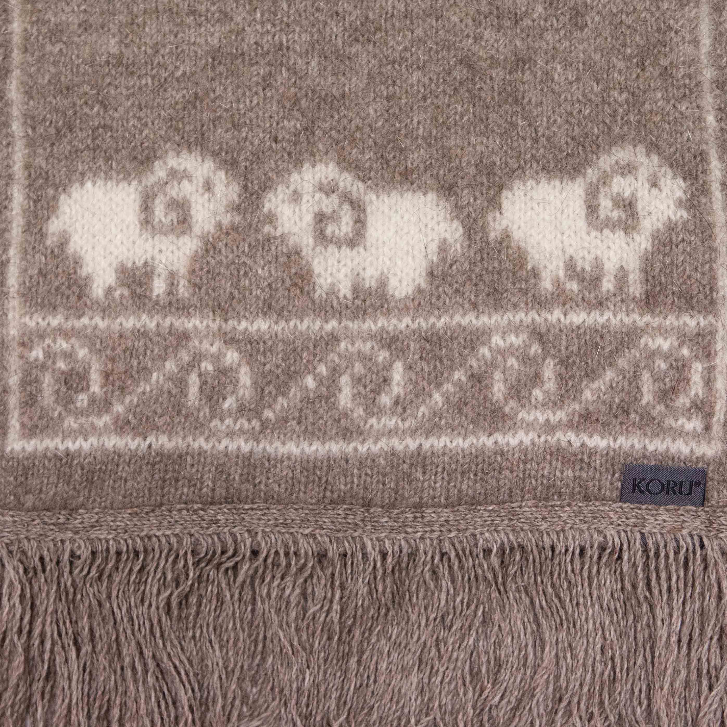 Sheep Motif Possum Merino Scarf