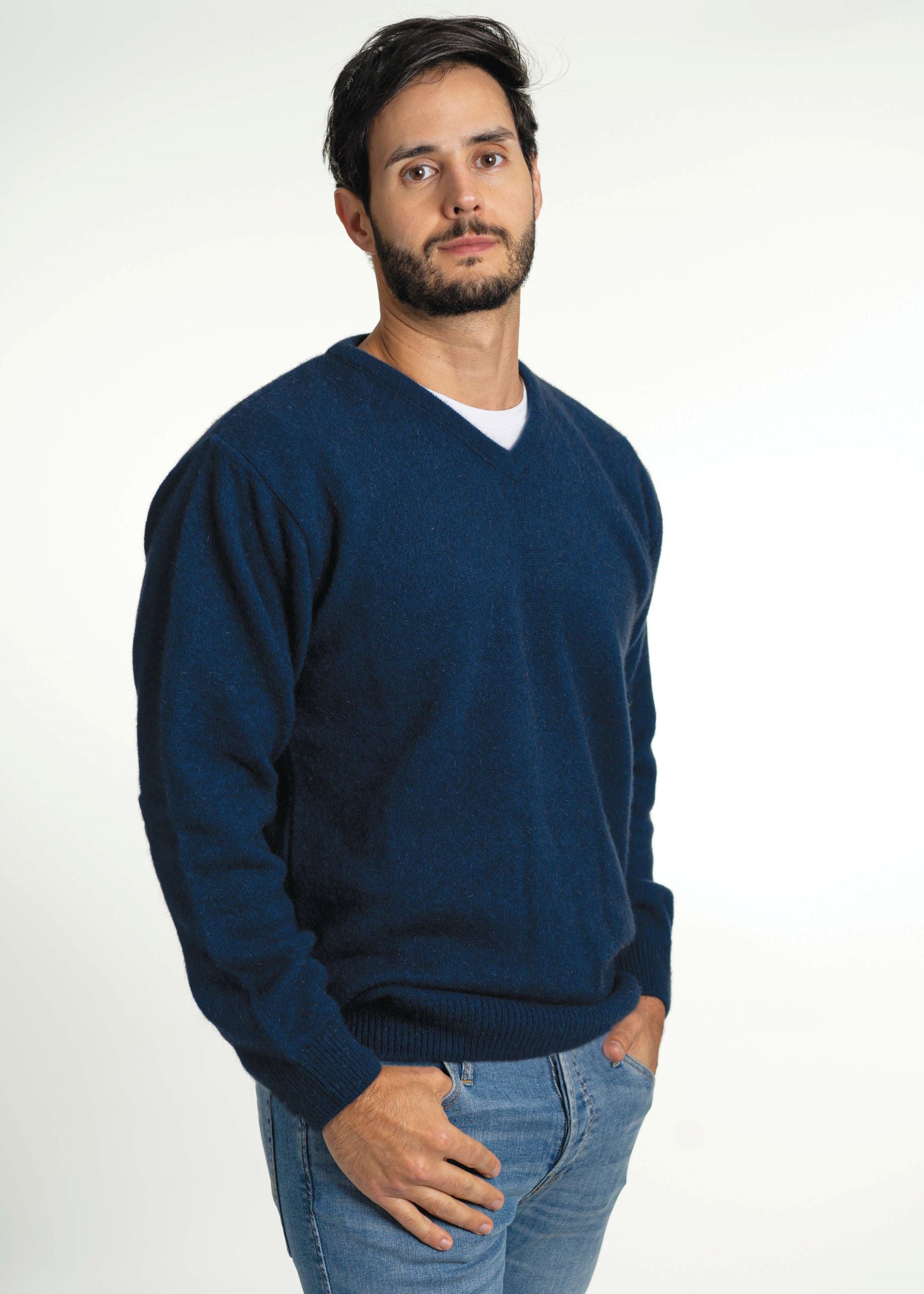 V Neck Possum Merino Jumper - Koru Knitwear