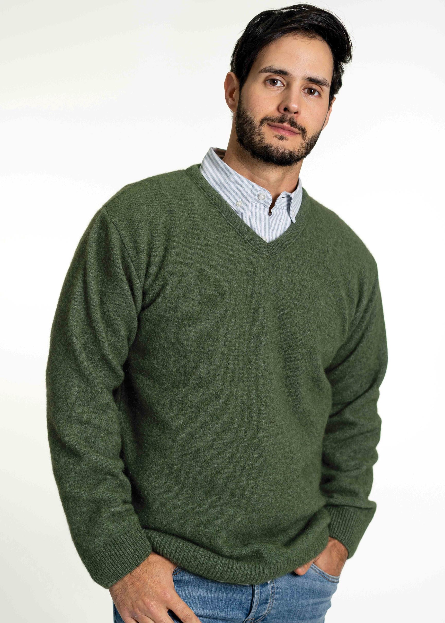 V Neck Possum Merino Jumper - Koru Knitwear