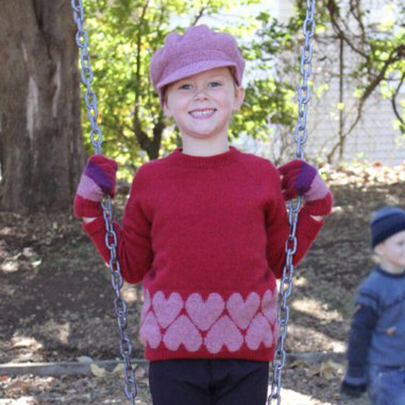 Girls Possum Merino Heart Jumper