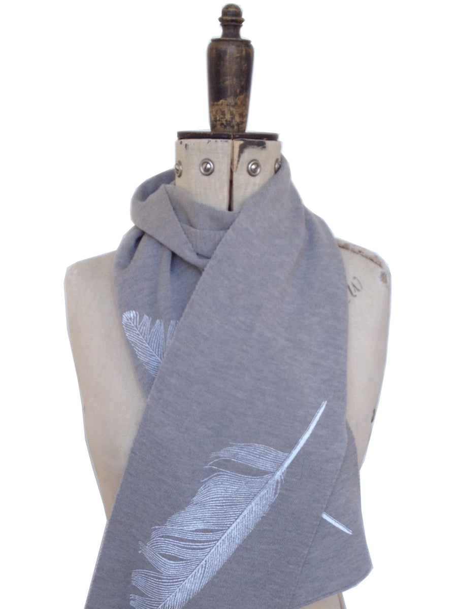 Feather Print Merino Wool Scarf