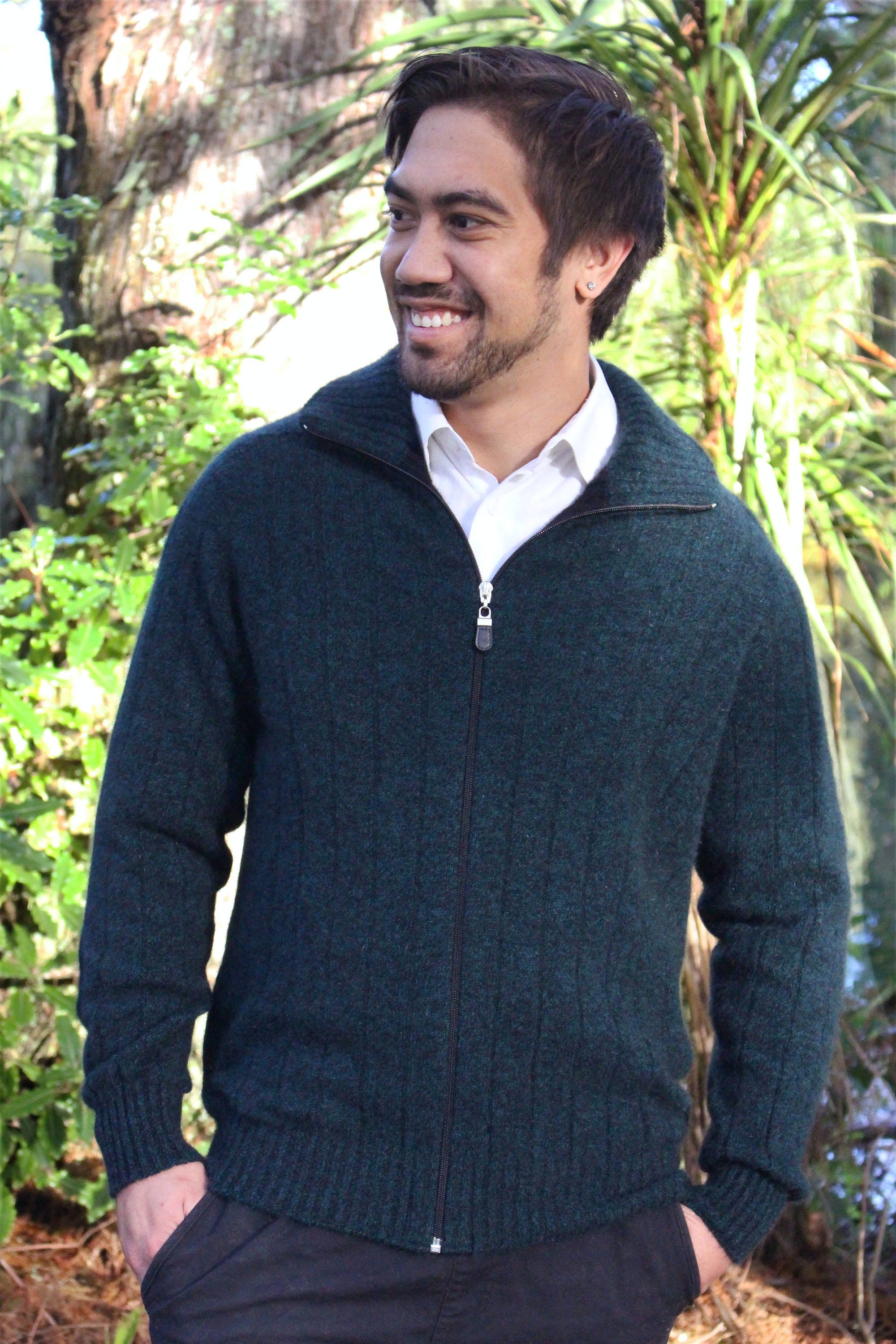 Full Zip Possum Merino Mens Jacket