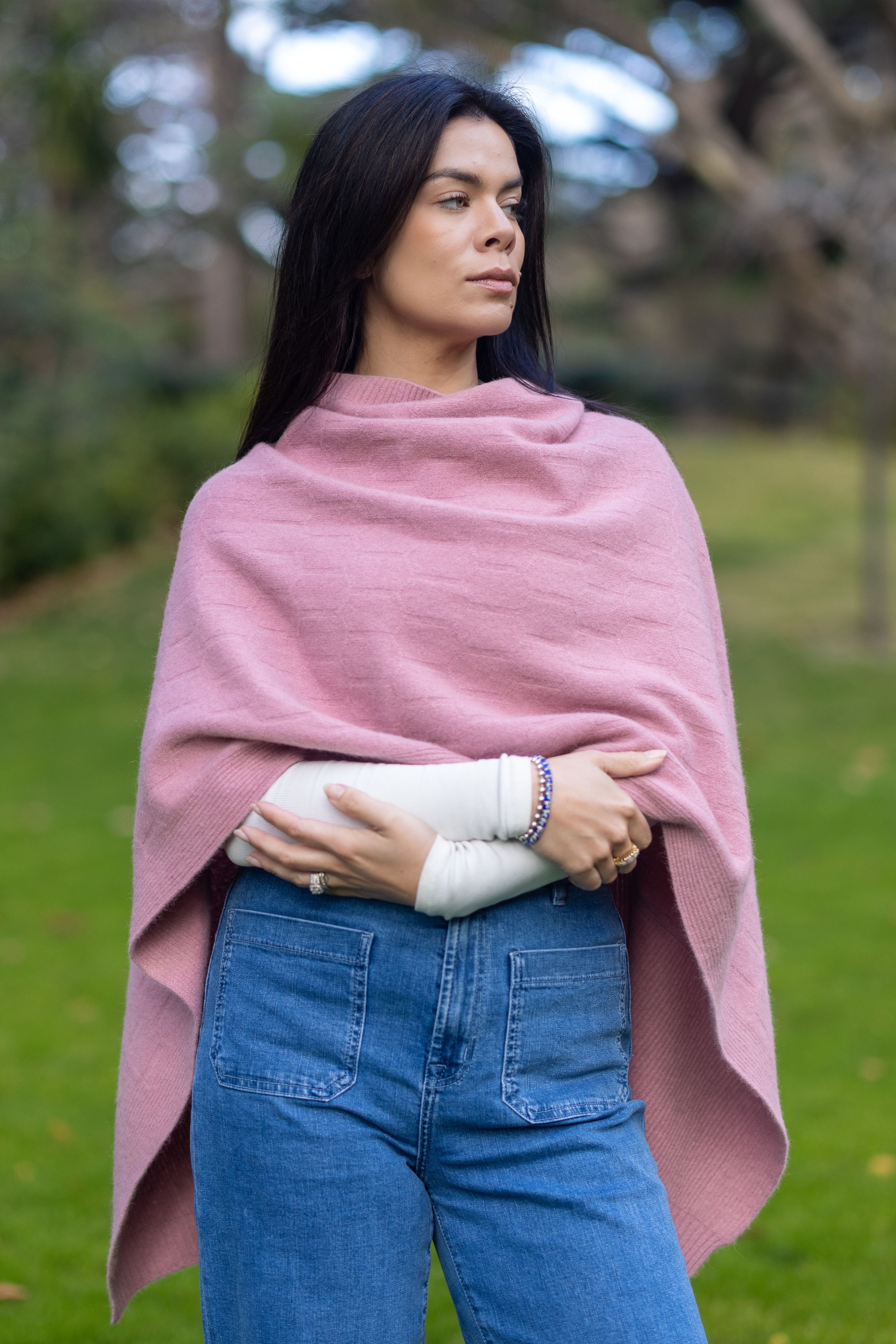 Possum Merino Honeycomb Poncho