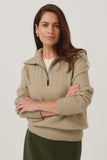 Corinne Zip Possum Merino Sweater