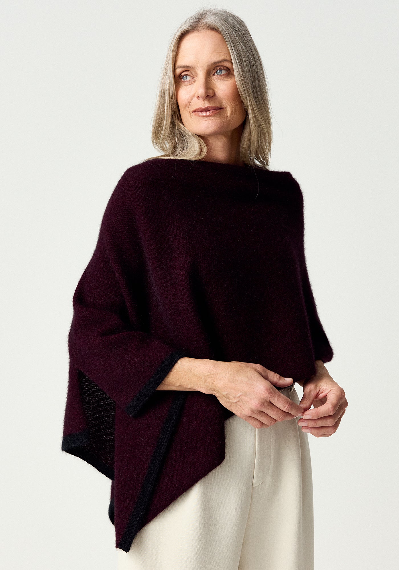 Two Tone Possum Merino Poncho
