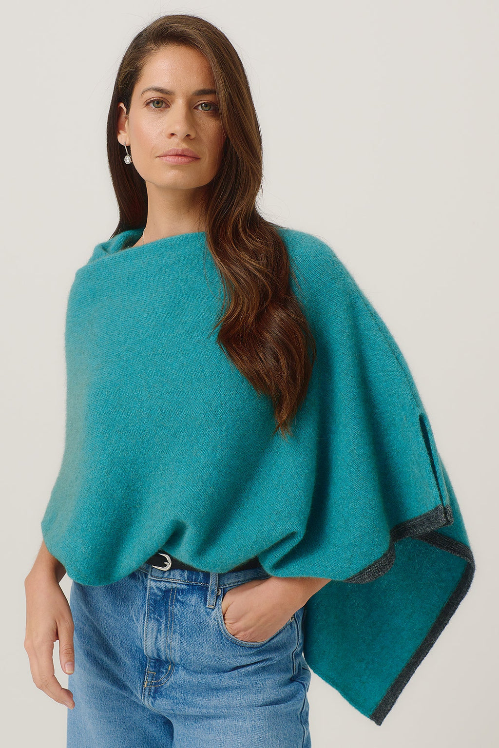 Two Tone Possum Merino Poncho