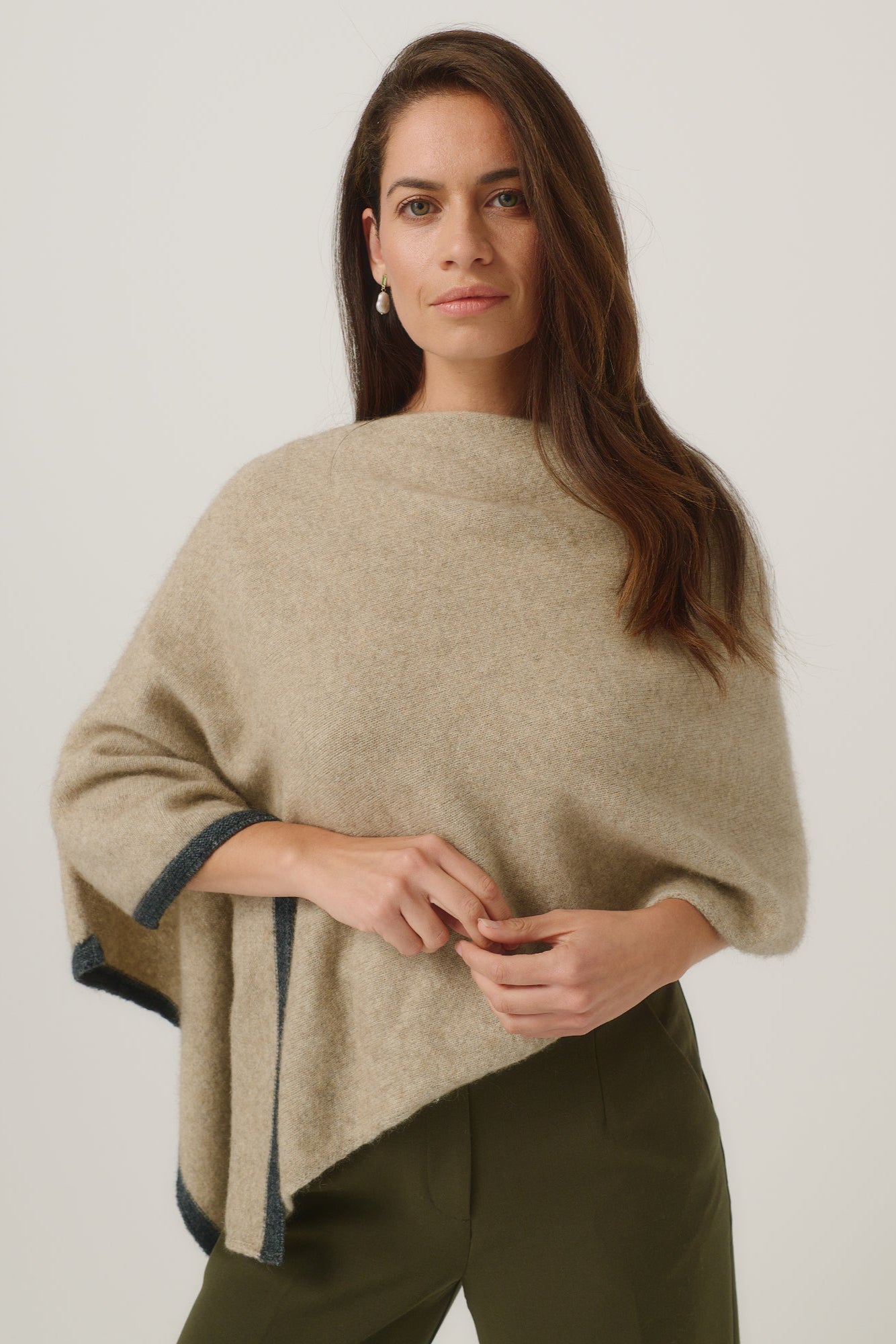 Two Tone Possum Merino Poncho