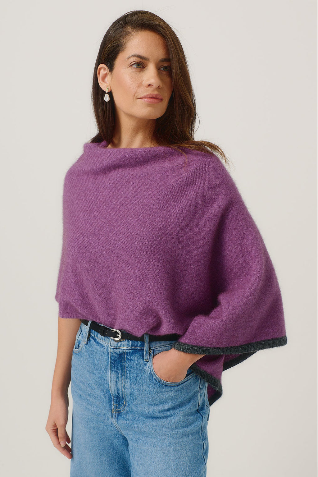 Two Tone Possum Merino Poncho