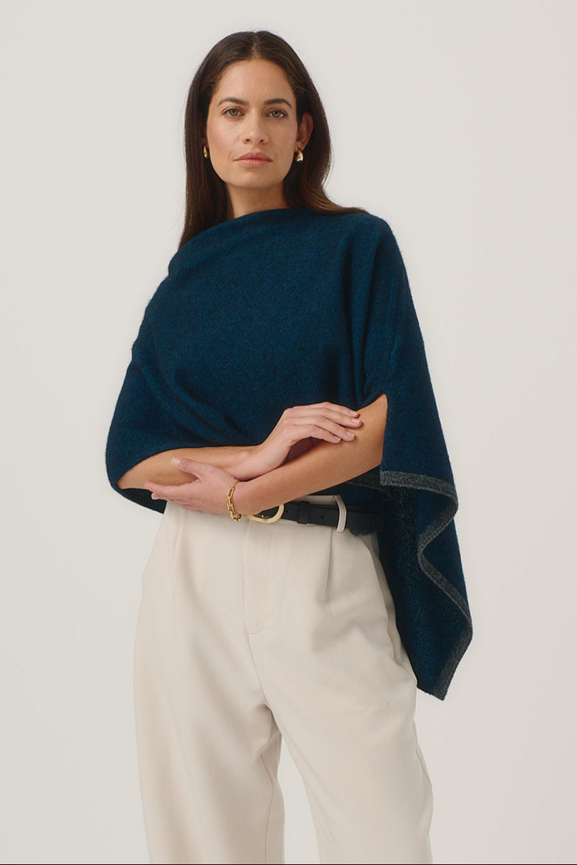 Two Tone Possum Merino Poncho