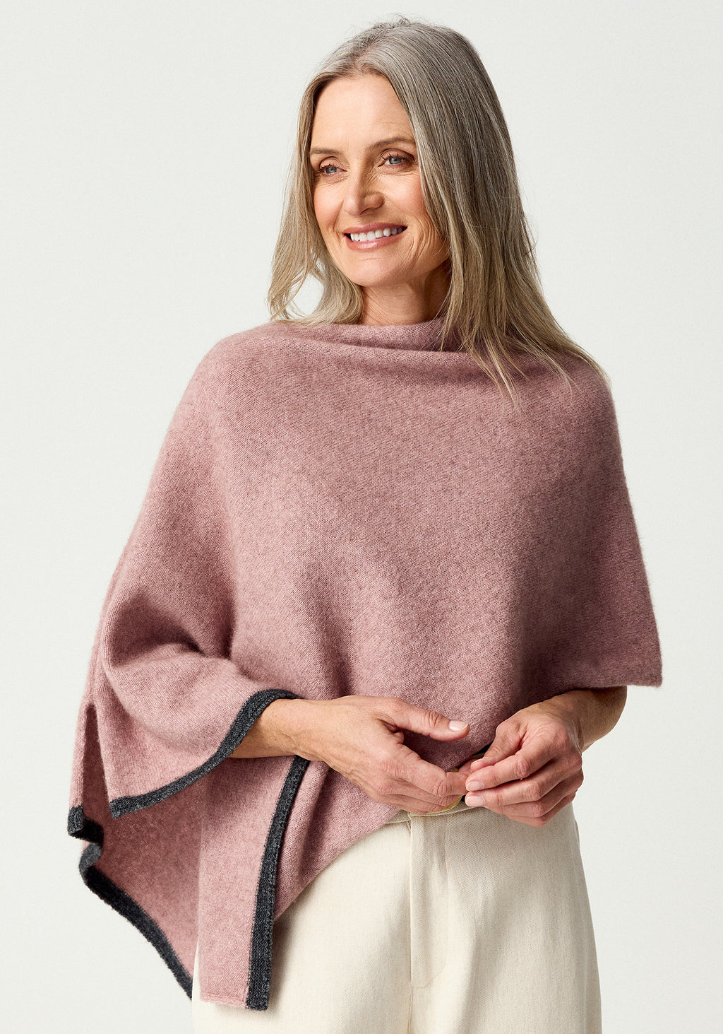 Two Tone Possum Merino Poncho