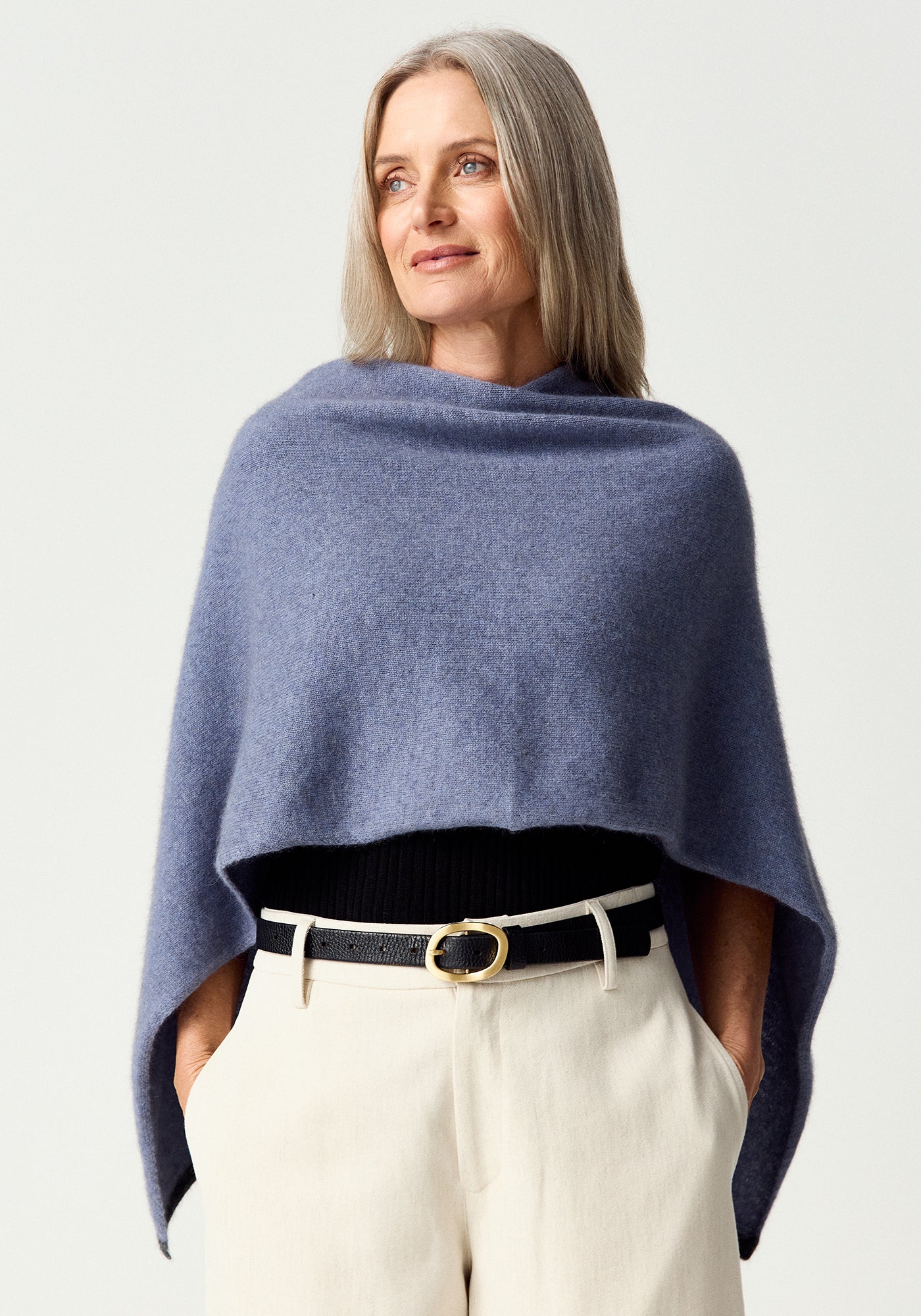 Two Tone Possum Merino Poncho