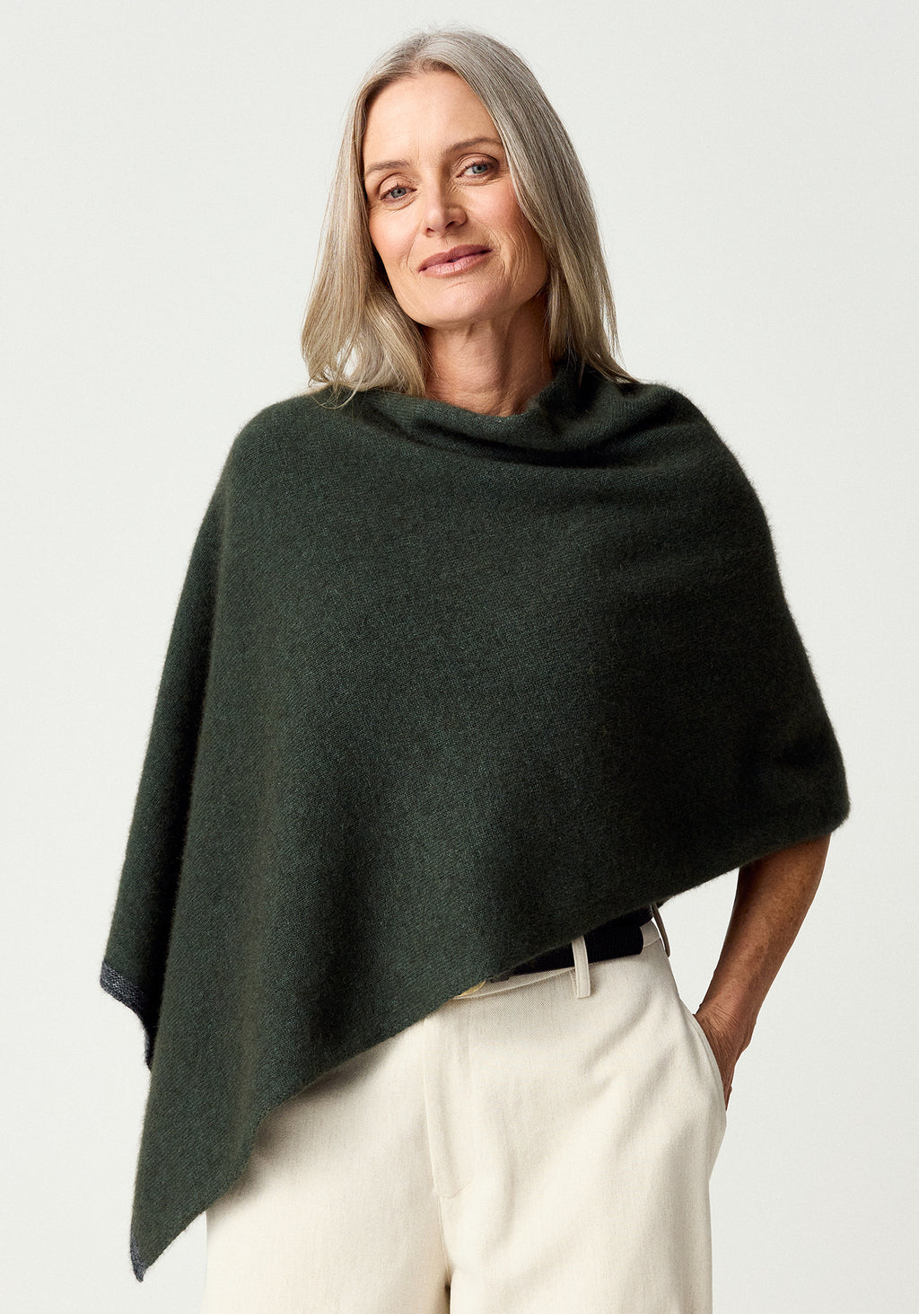 Two Tone Possum Merino Poncho
