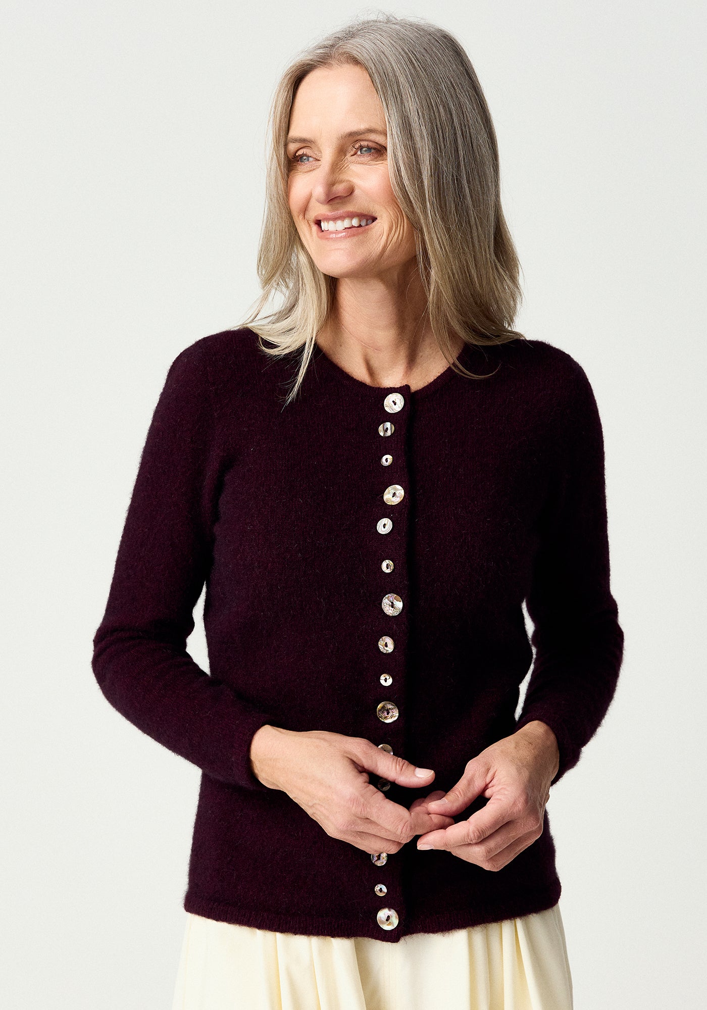 Shell Button Possum Merino Cardigan
