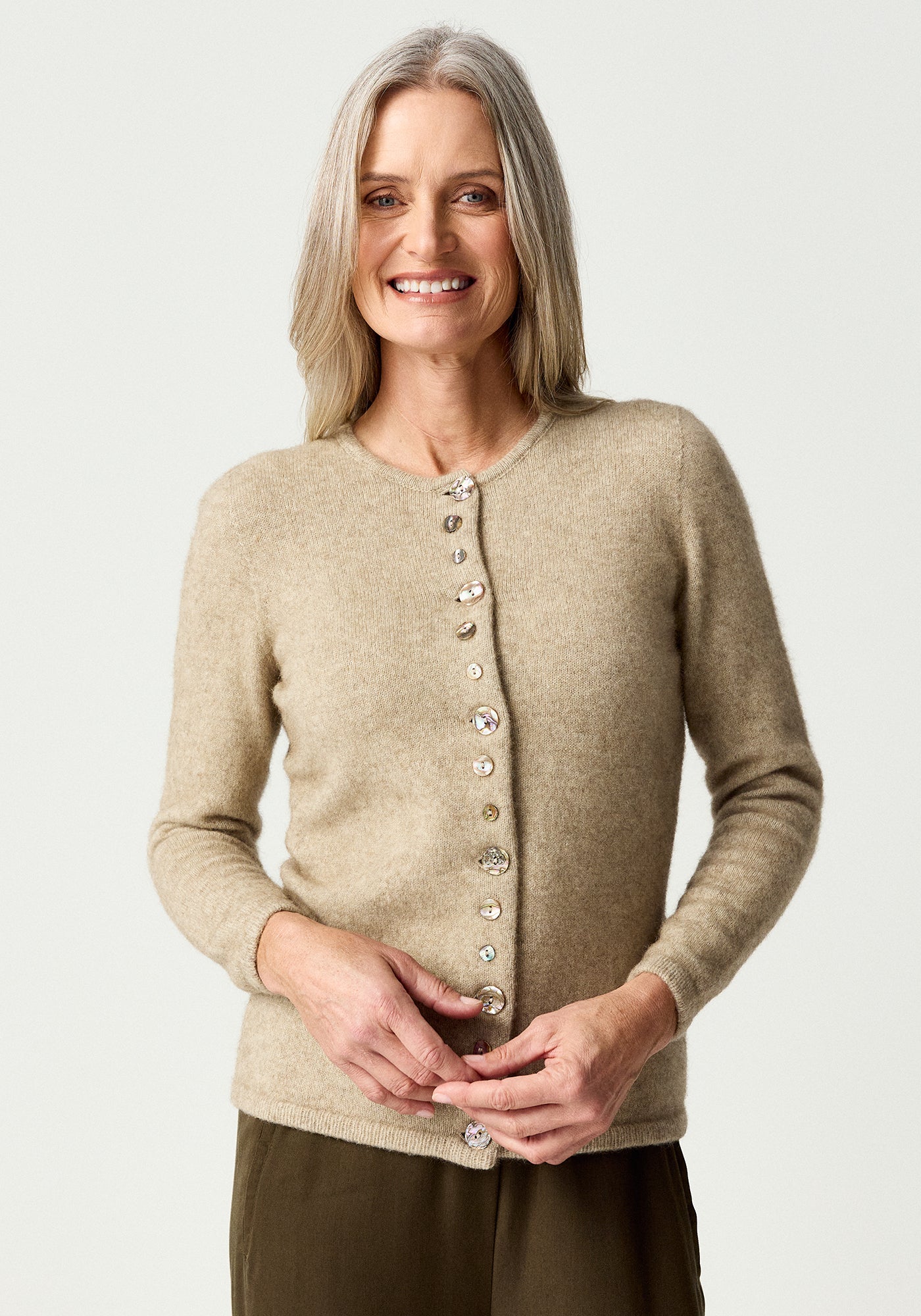 Shell Button Possum Merino Cardigan