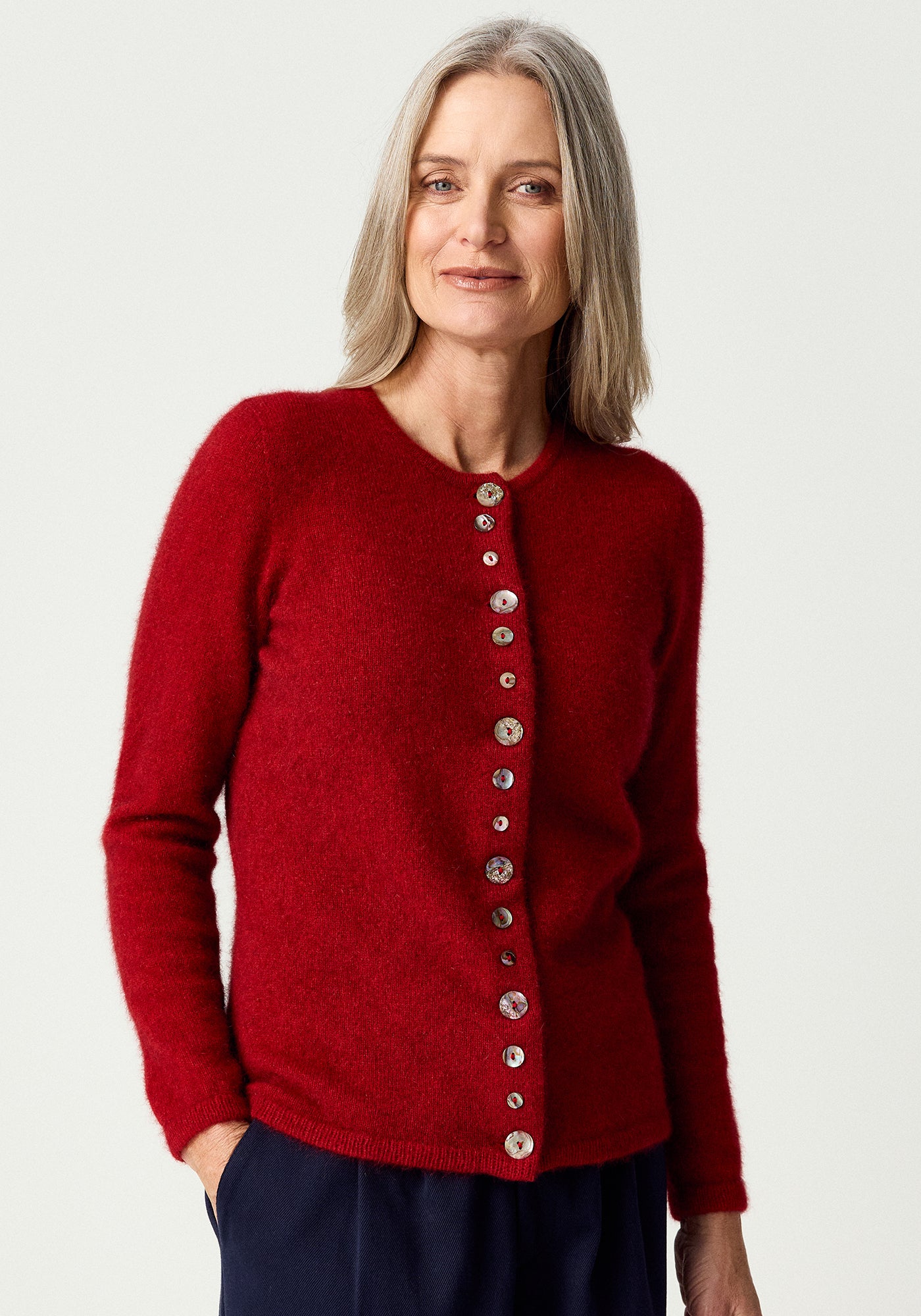 Shell Button Possum Merino Cardigan