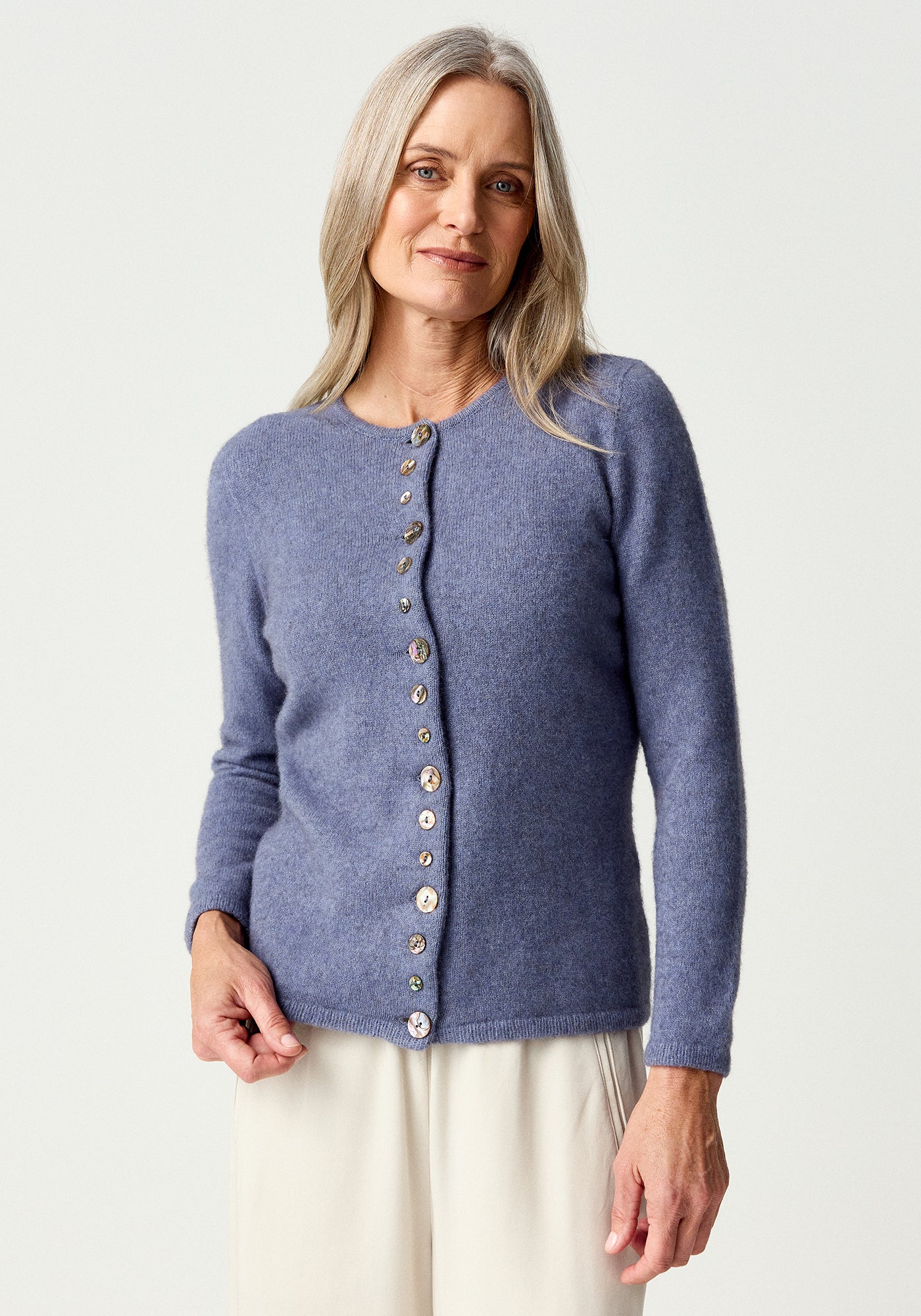 Shell Button Possum Merino Cardigan