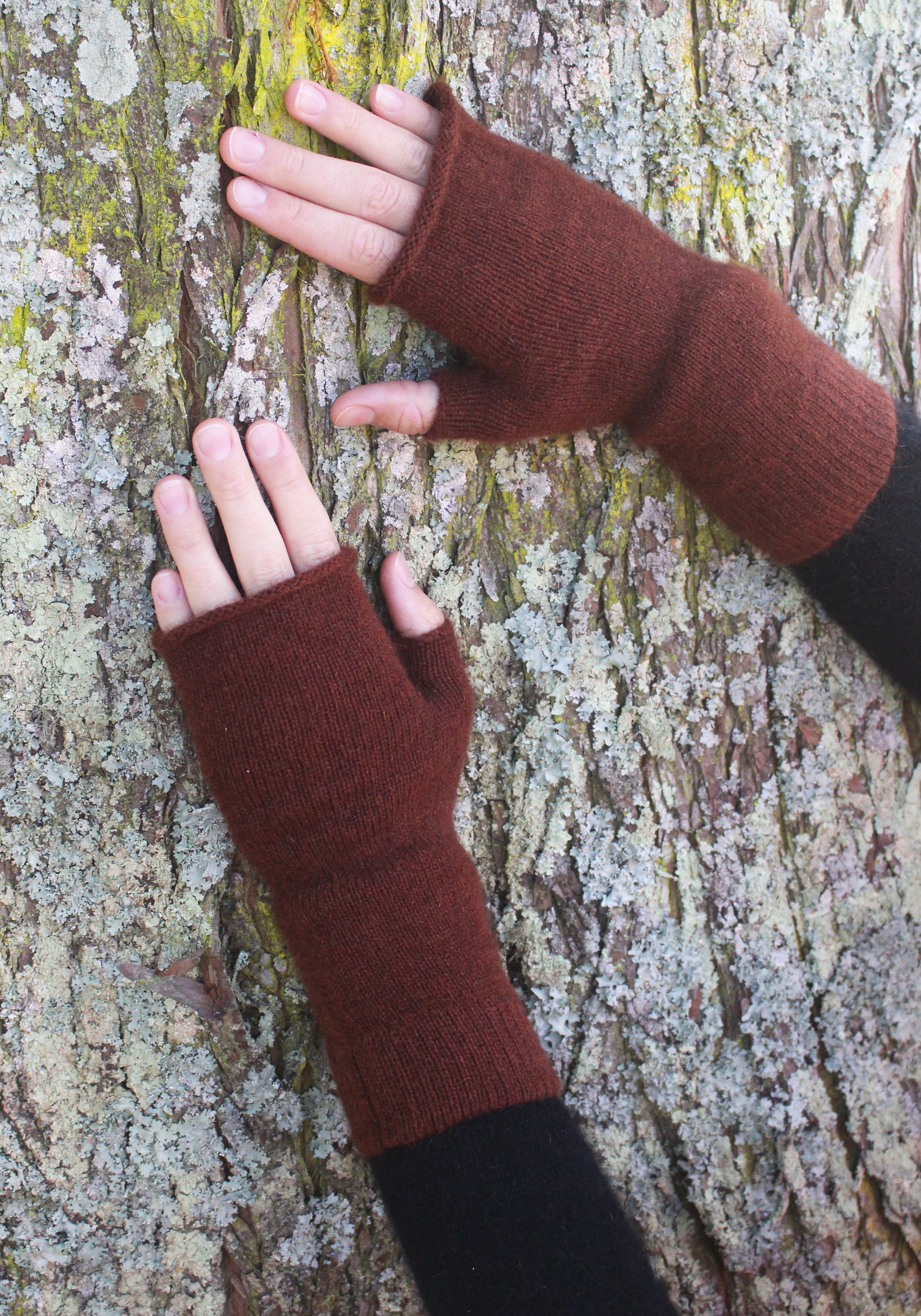 Plain Possum Merino Fingerless Mittens Main image