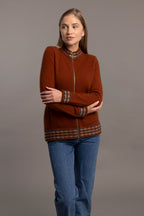 Wave Trim Possum Merino Zip Cardigan