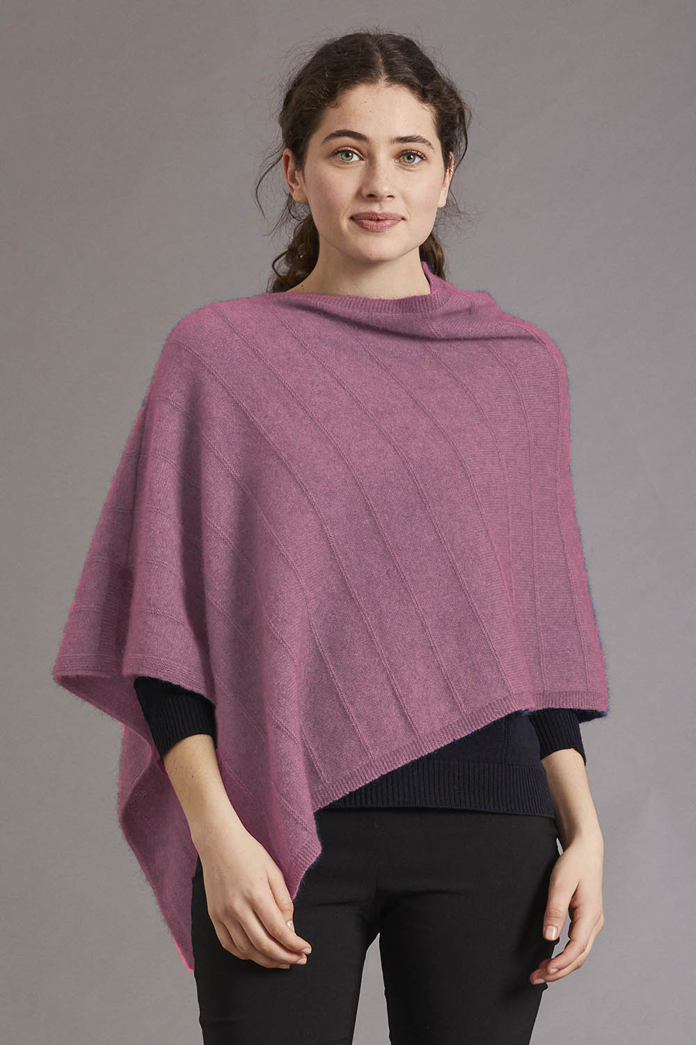 Garter Detail Possum Merino Poncho