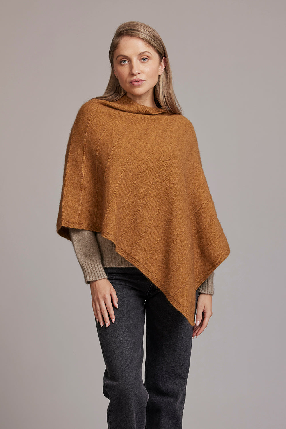 Garter Detail Possum Merino Poncho
