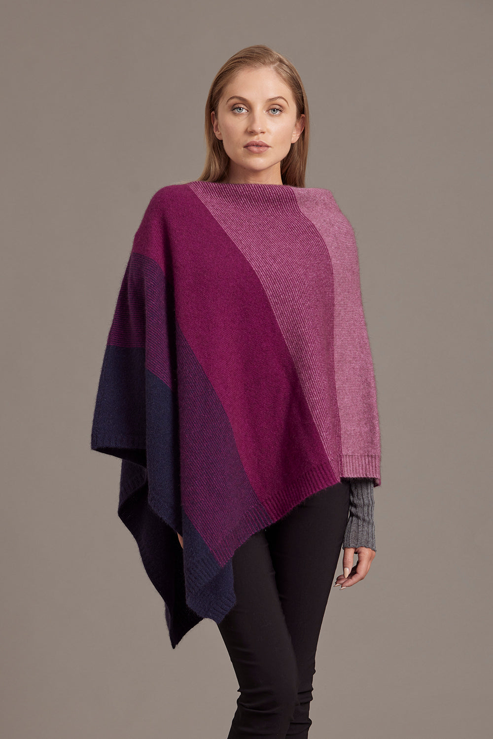 Ombre Possum Merino Poncho Main image