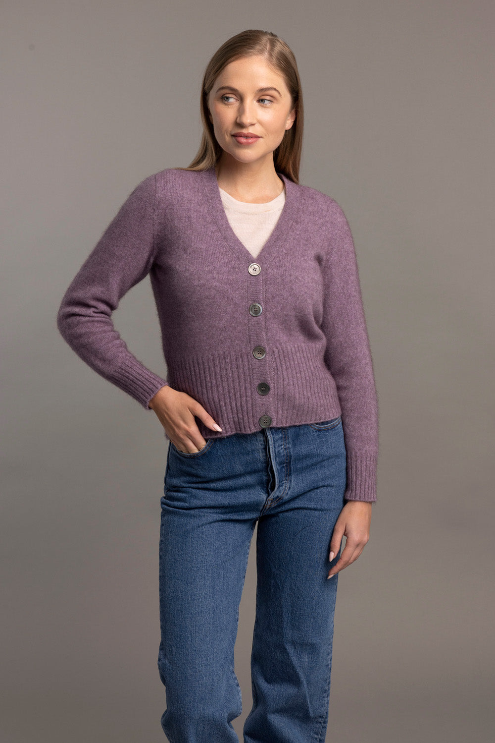 Rib Knit Possum Merino Cardigan Main image