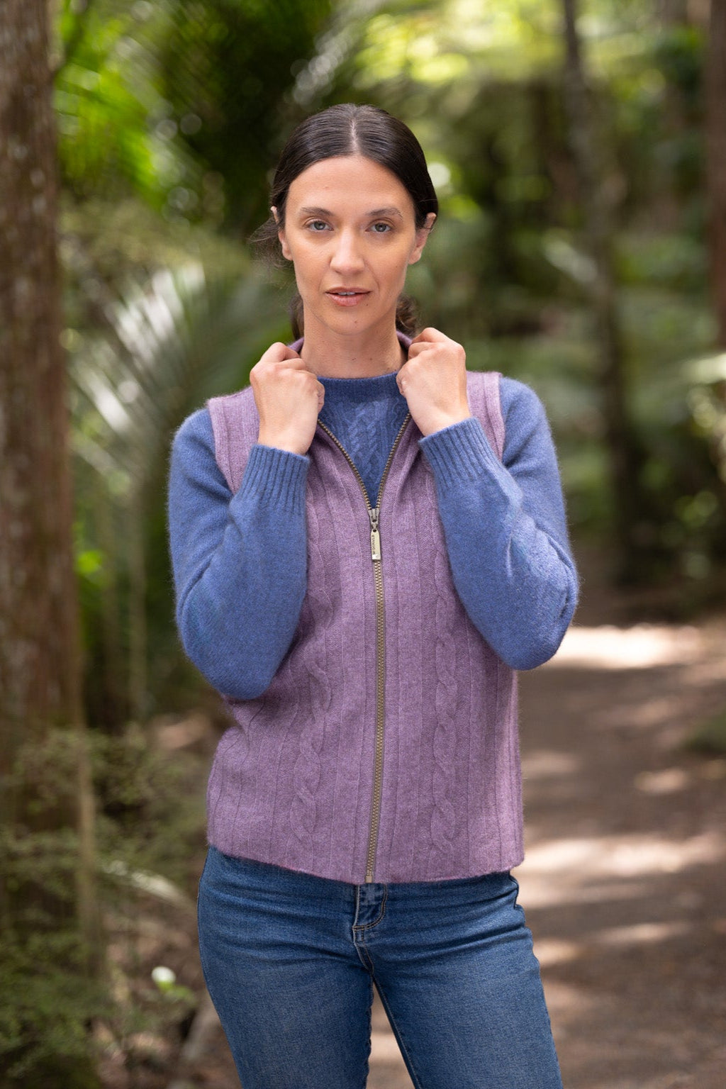 Corrugated Cable Possum Merino Vest Main image