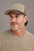 Contrast Leather Possum Merino Peak Cap